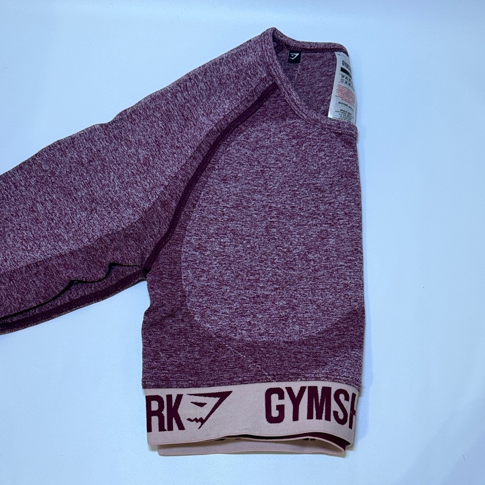 Gymshark Heathered Mauve-Pink Seamless Cropped Long Sleeve Top - Picture 3 of 3
